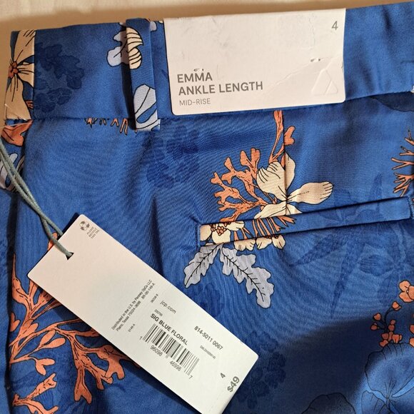 NWT Liz Claiborne Emma Ankle Length‎ Pants Mid Rise Floral Size 4 - Picture 6 of 11